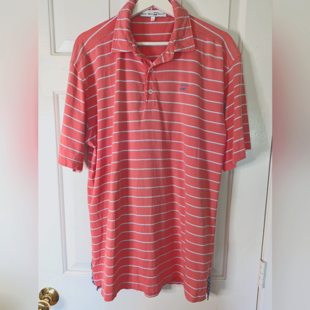 Bald Head Blues Albatross Polo Coral Stripe Large